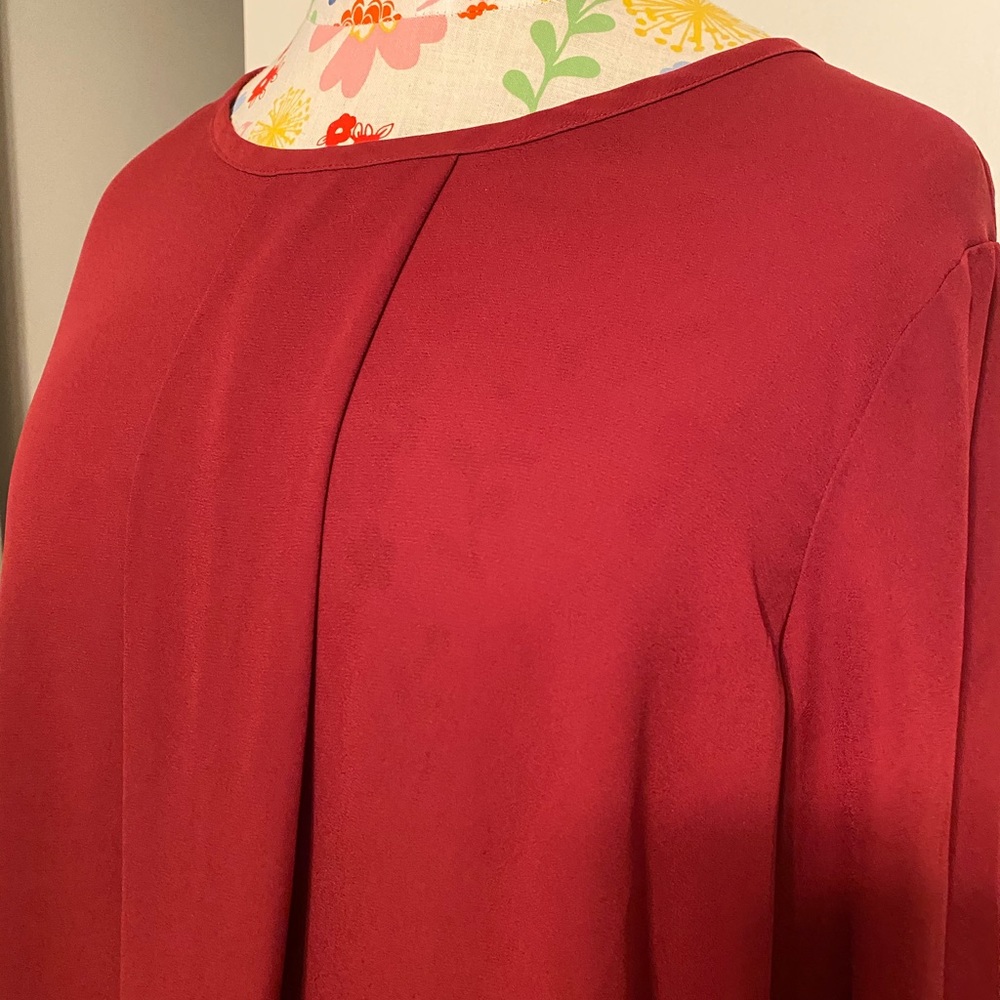 Vince Camuto Deep Red Front Drape Blouse - Picture 7 of 7